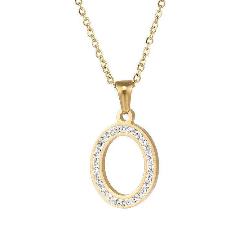 Wholesale  stainless steel diamond letter necklace