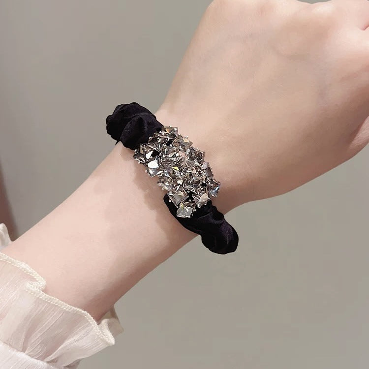 Wholesale  Black Rhinestone Hair Ties Hair Accessories Hair Scrunchies