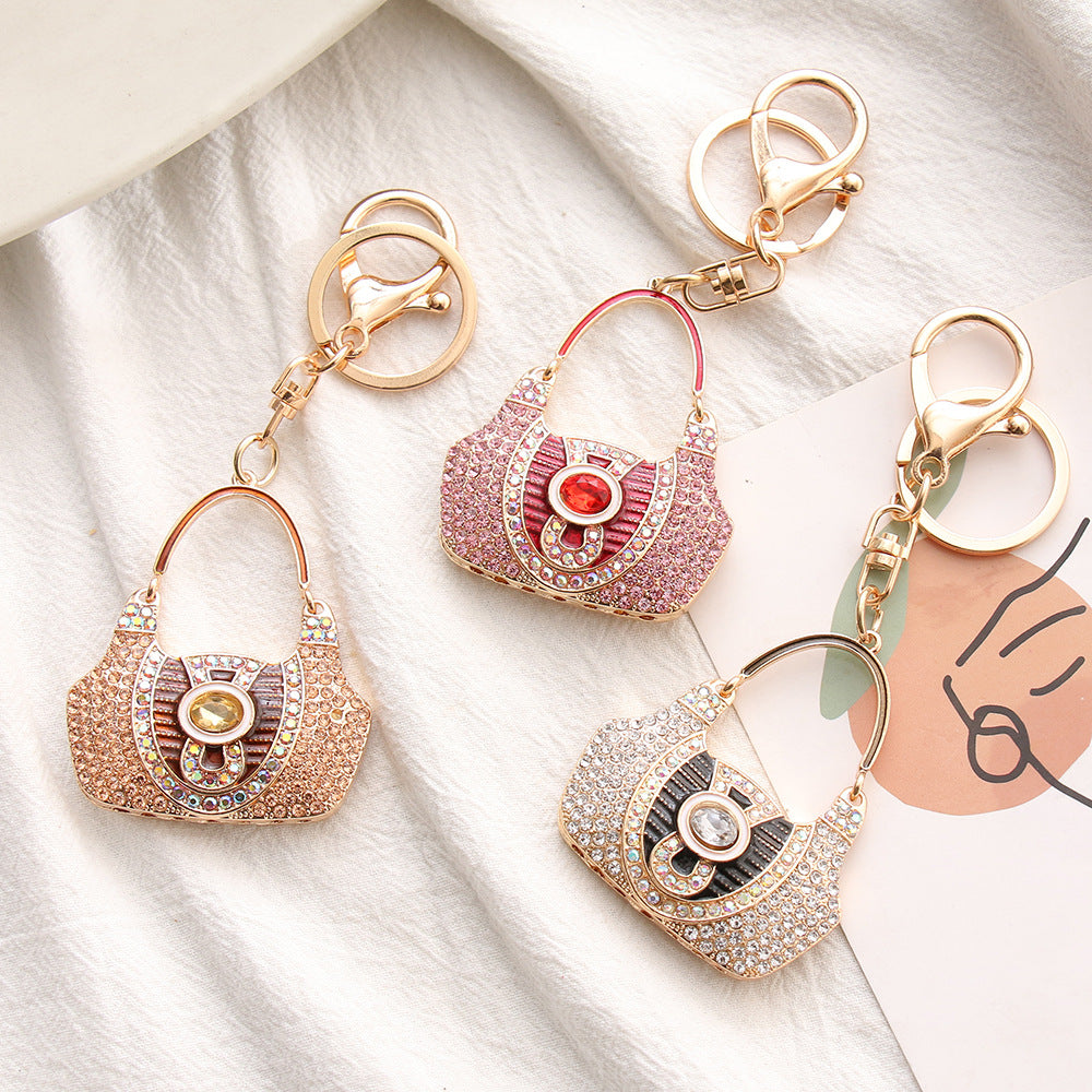 Wholesale Korean Style Rhinestone Bag Charm Keychain Alloy Car Key Accessory Chic Boutique Gift
