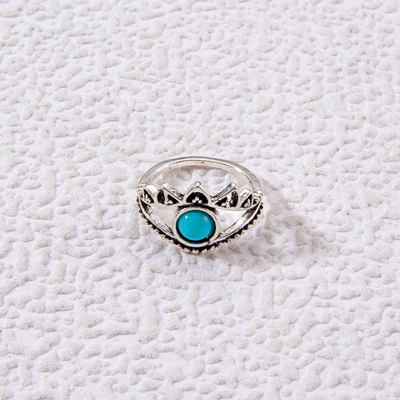 Wholesale Vintage Turquoise Ring Ethnic Style Oval Cross Geometric Ring ACC-RS-YongGe004