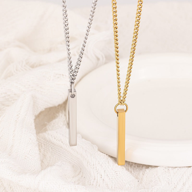 Wholesale Men' s Stainless Steel Hip-Hop Rectangular 3D Cube Pendant Necklace