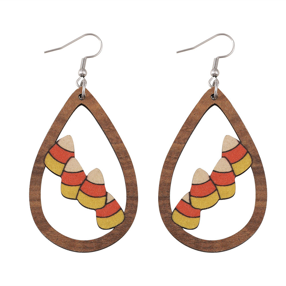 Wholesale Thanksgiving Acorn Water Drop Hollow Pendant Earrings