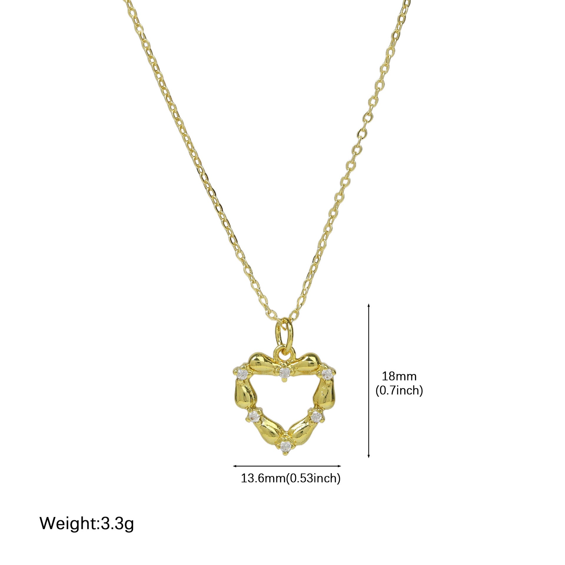Wholesale  Brass Gloomy Hollow Heart-shaped Love Lady Pendant Clavicle Chain Necklace