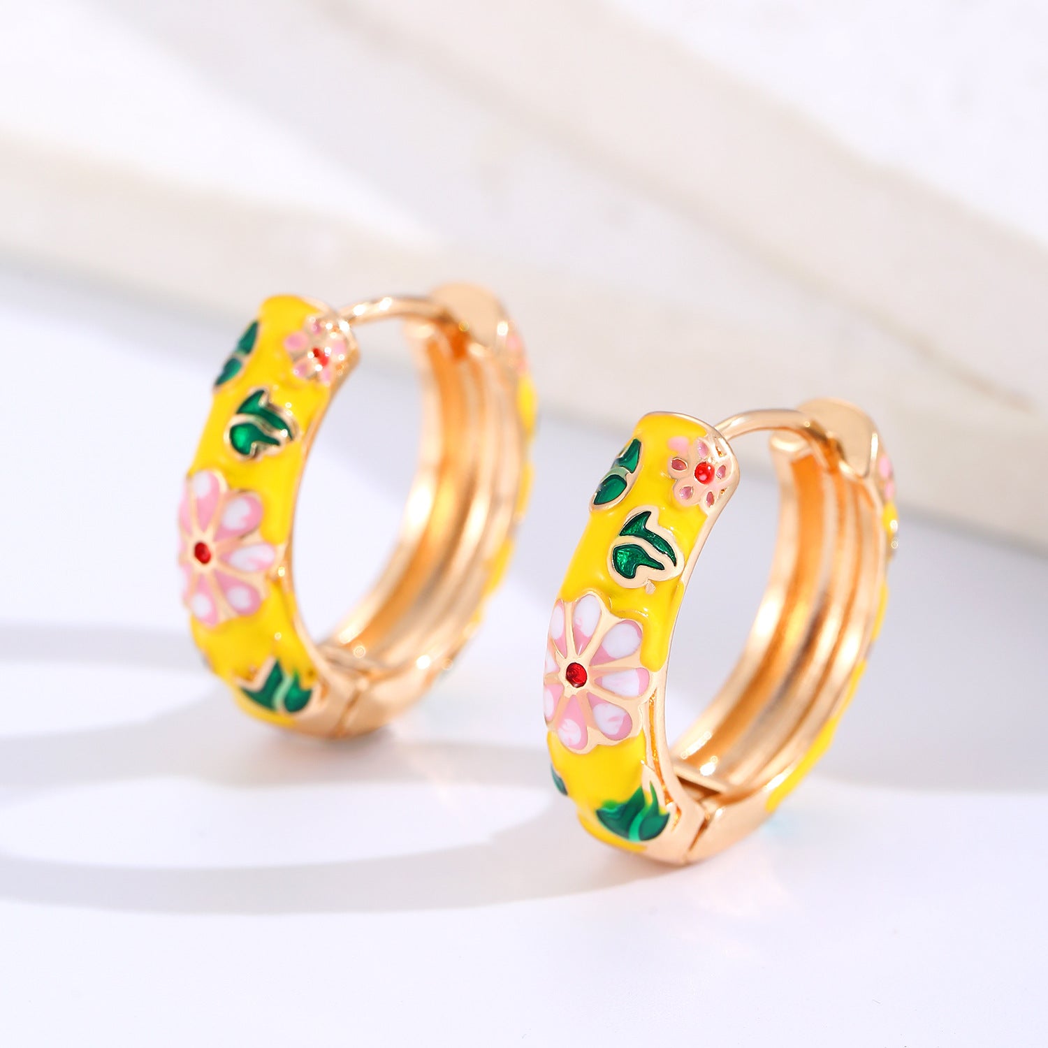 Wholesale Copper Dripping Oil Flower Earrings Chinese Vintage Style Women S Jewelry Accessory