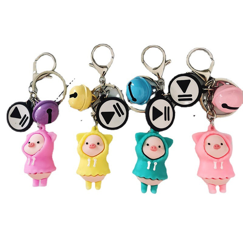 Wholesale Cute Cartoon Raincoat Pig Silicone Keychain DIY Doll Bag ACC-KC-YCY006