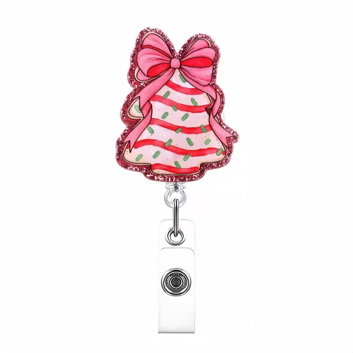 Wholesale Acrylic Badge Reels Christmas Medical Work ID Clip-on Badge with Retractable Buckle