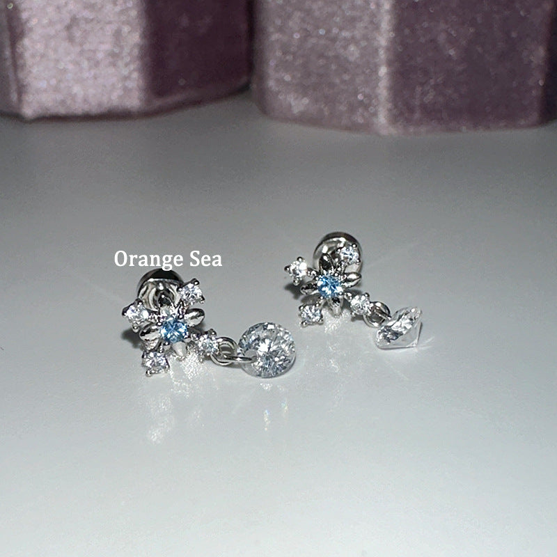 Wholesale  Water Drop Zircon Pendant Titanium Steel Earrings