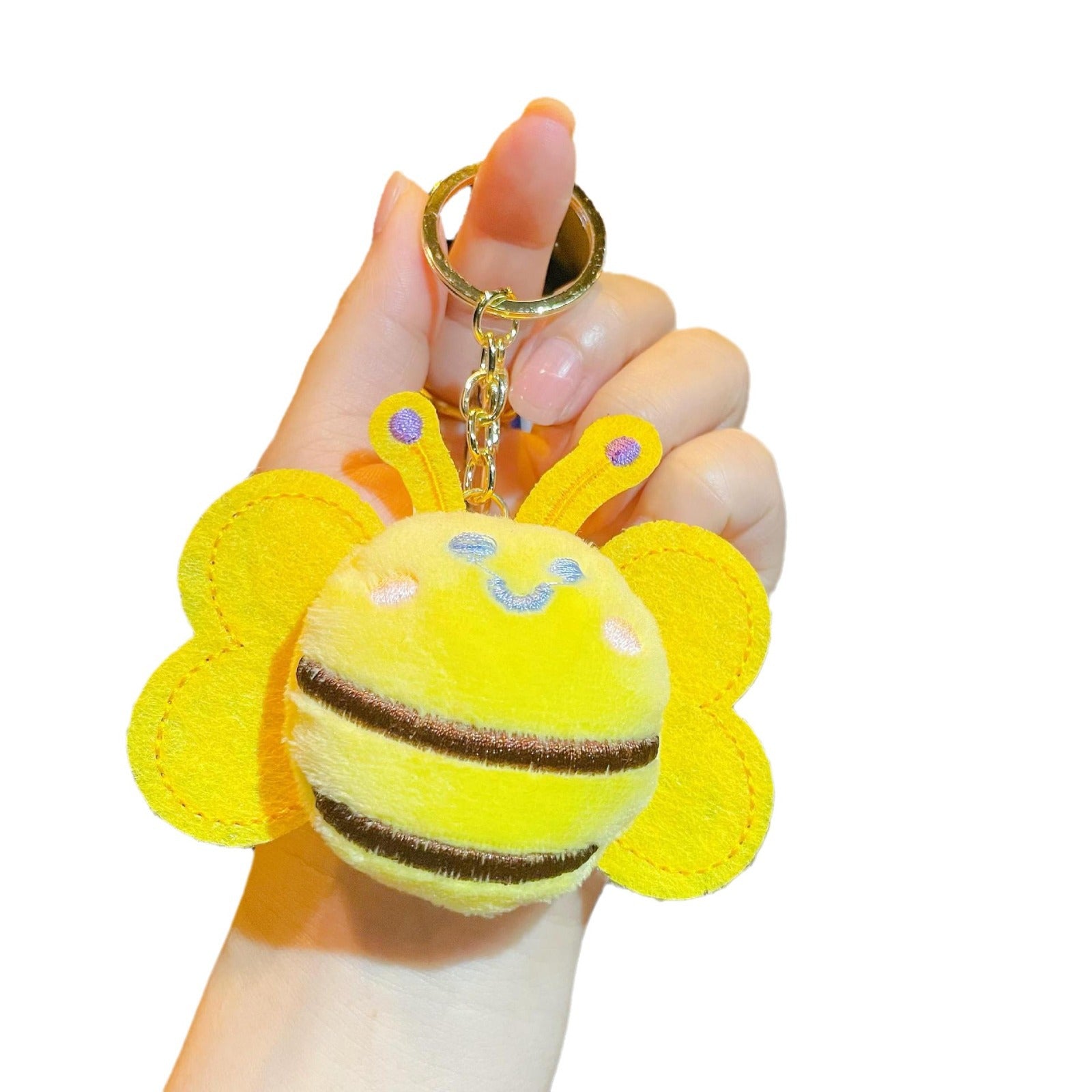 Wholesale Cute Plush Bee Keychain,  Yellow Plush Charm for Student Backpack,  Gift for Birthday