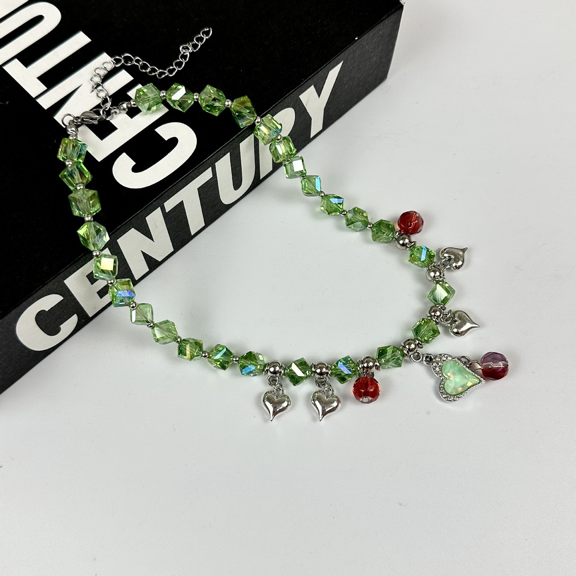 Wholesale Green Crystal Beaded Sweater Necklace