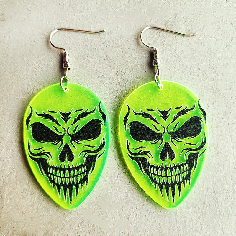 Wholesale 2 Pairs/Pack Halloween Skull Alien UFO Fluorescent Acrylic Earrings ACC-ES-HY168