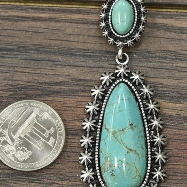 Wholesale Vintage style turquoise pendant earrings alloy jewelry perfect for parties. Turquoise NecklaceTurquoise Necklace