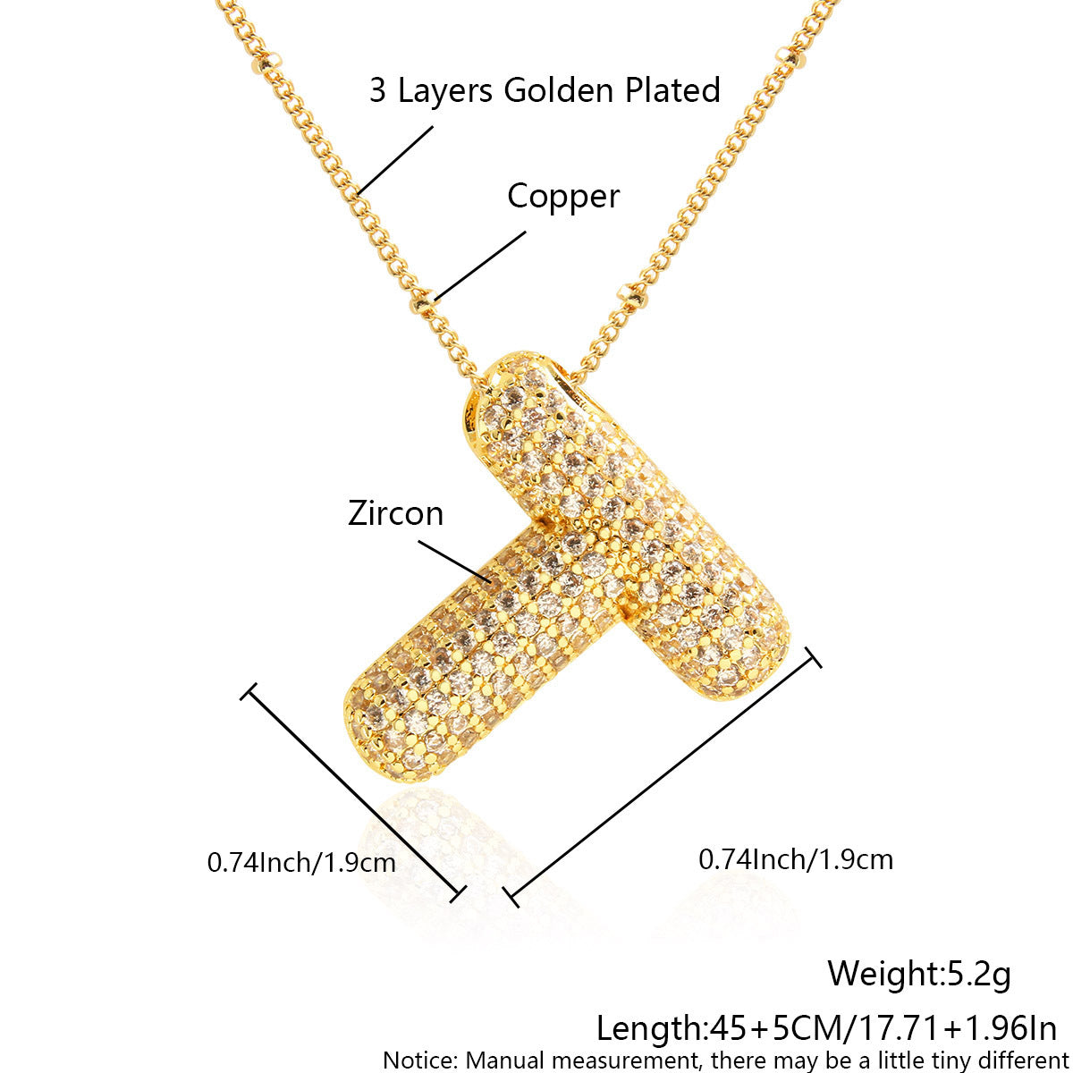 Wholesale Micro Inlaid Zircon Necklace 26 English Letters Balloon Letter Necklace ACC-NE-BaiTian002