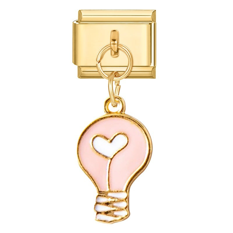 Wholesale  Italian Charm Bracelet 9mm DIY Flower Pendant Creative Stainless Steel Composable Bracelet