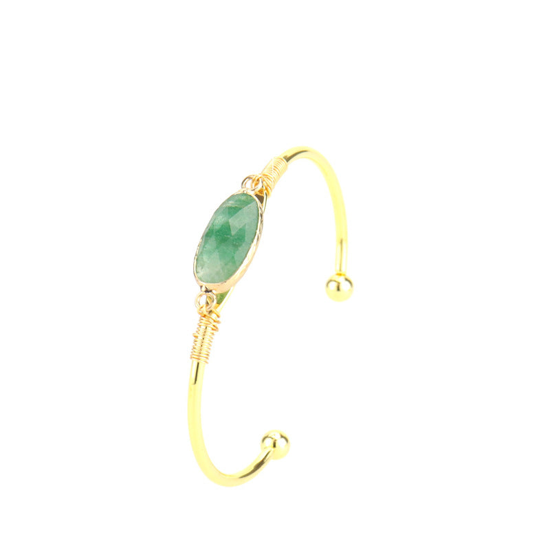 Wholesale Handmade Wire Wrapped Bracelet Natural Agate Crystal Moonstone Gold Wrap Unisex Fashion Accessory Gift