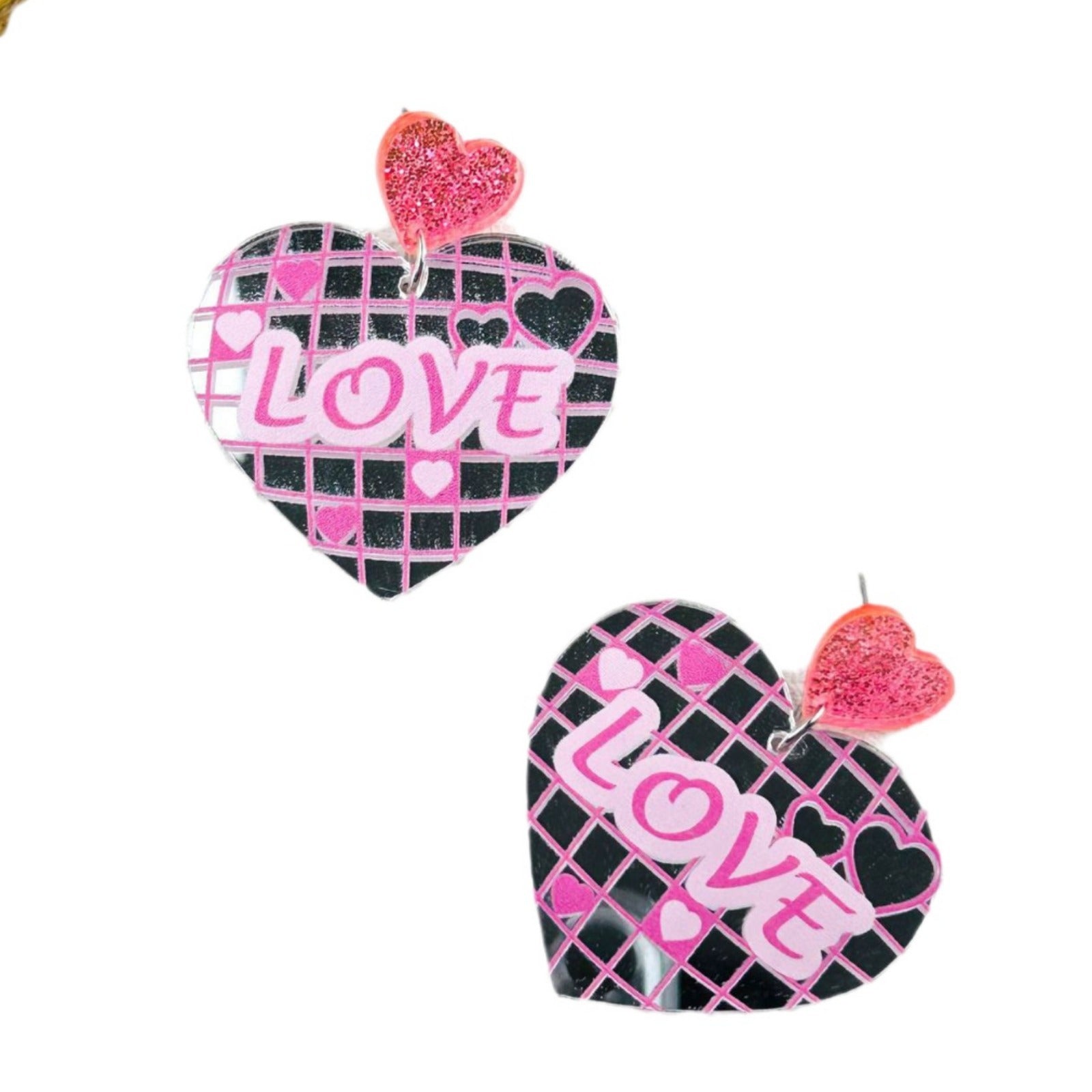 Wholesale  Valentine's Day mirror love heart acrylic creative earrings