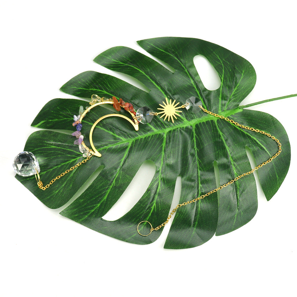 Wholesale  Sun Catcher Moon Sun Crystal Pendant  Wind Chimes