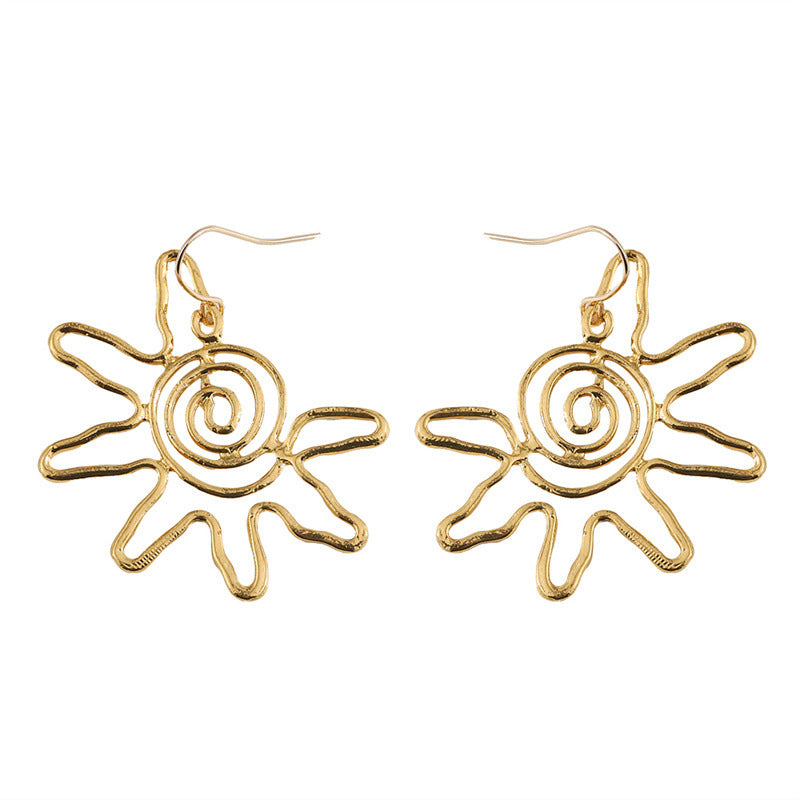 Wholesale  bohemian creative golden sun flower pendant earrings