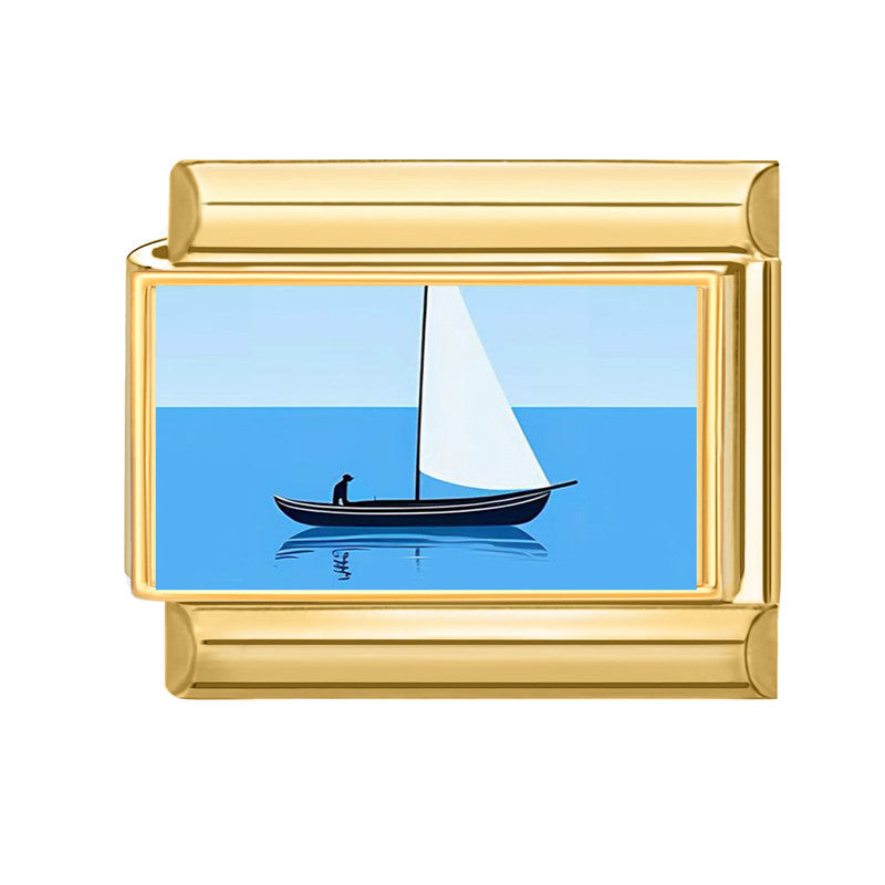 Wholesale 9mm Italian Charm Starter Bracelets DIY Marine Series Stainless Steel Composable Bracelet