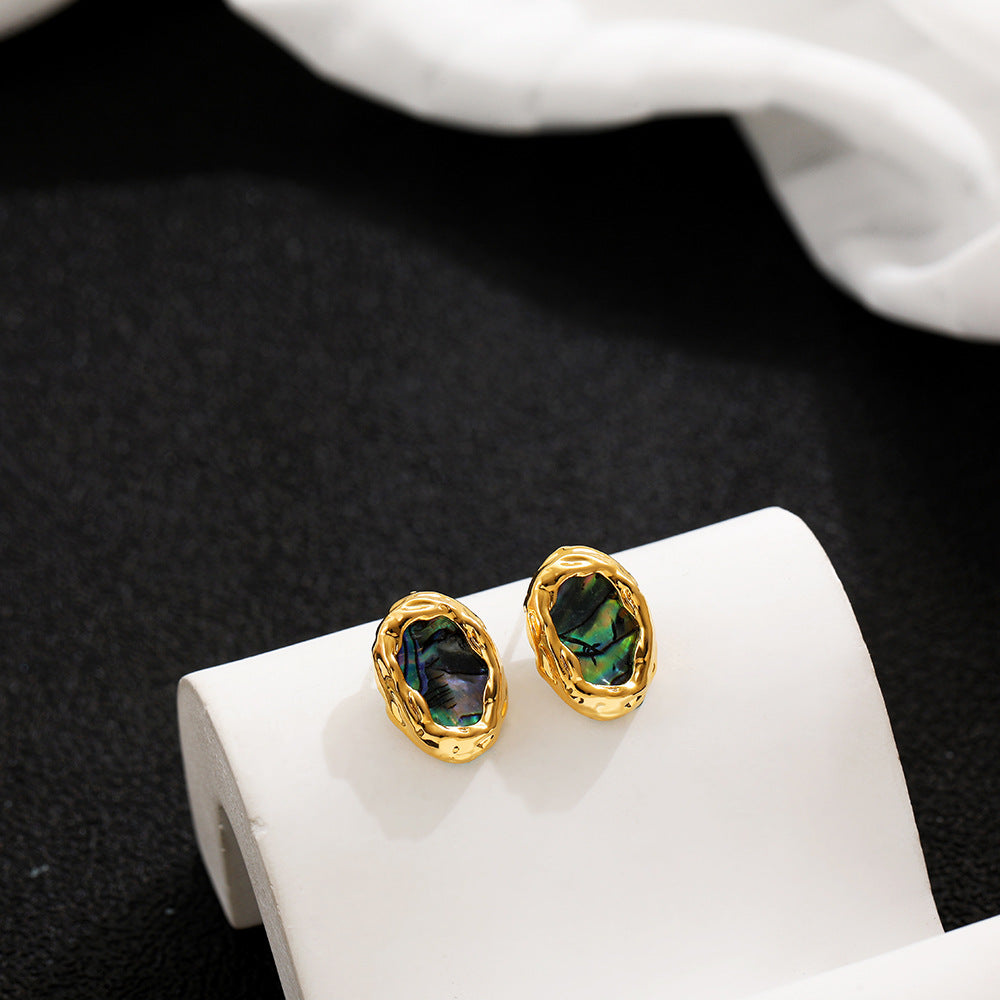 Wholesale  Retro Irregular Natural Abalone Shell  Earrings