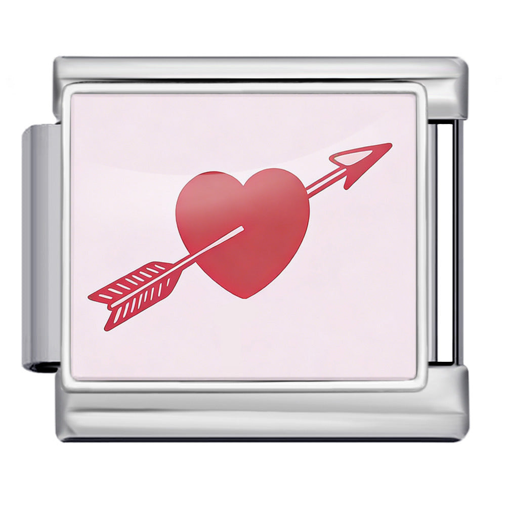 Wholesale 9mm Italian Charm Starter Bracelets DIY Valentine' s Day Heart-Shaped Stainless Steel Composable Bracelet