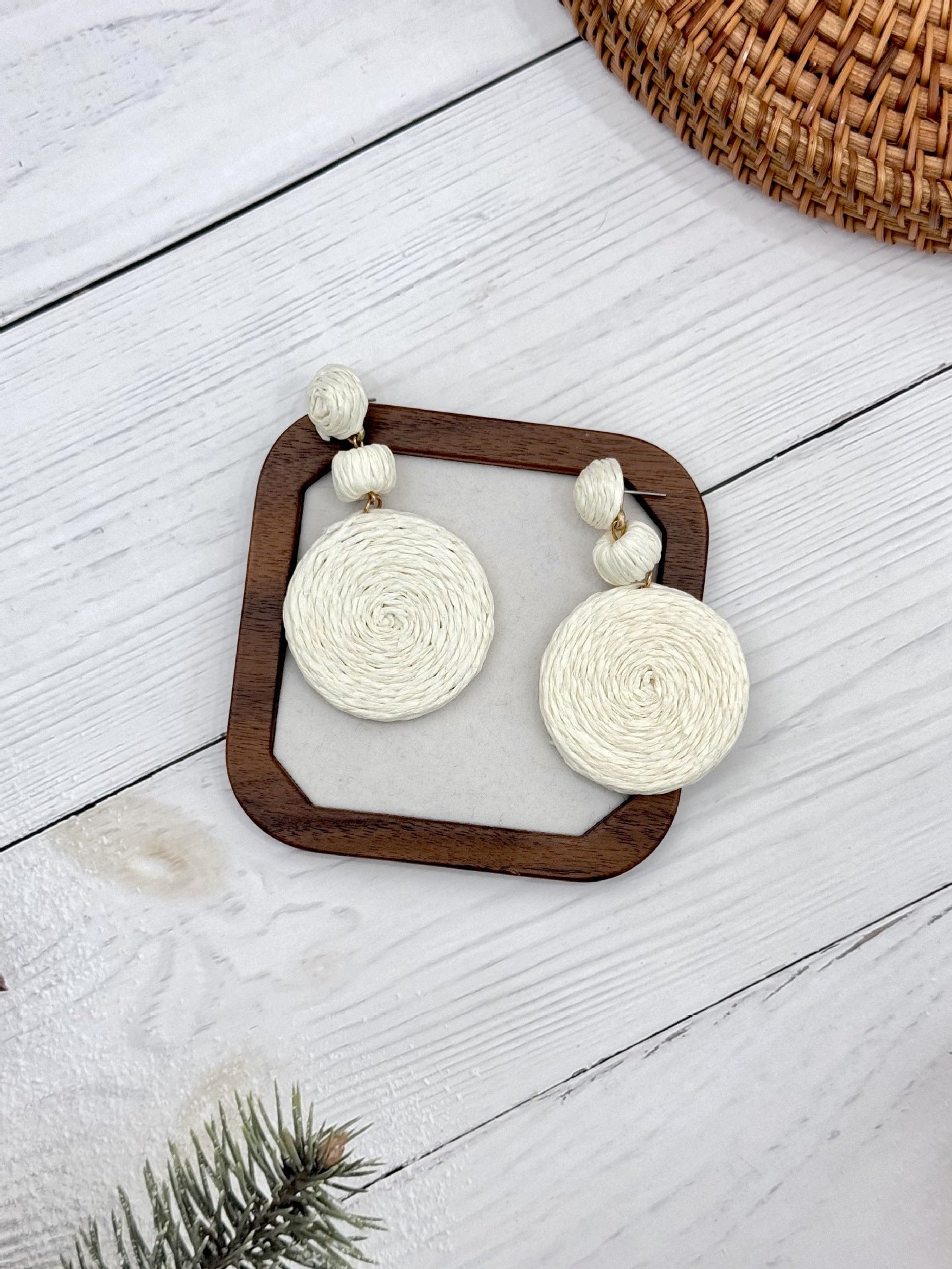 Wholesale  Ethnic Bohemian Beach Holiday Style Hand-woven Rafi Grass Long Earrings