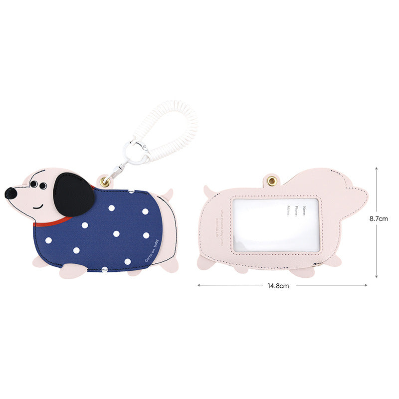 Wholesale Cartoon Dachshund Leather Card Holder Keychain Cute Student Gift Fashion Bag Charm