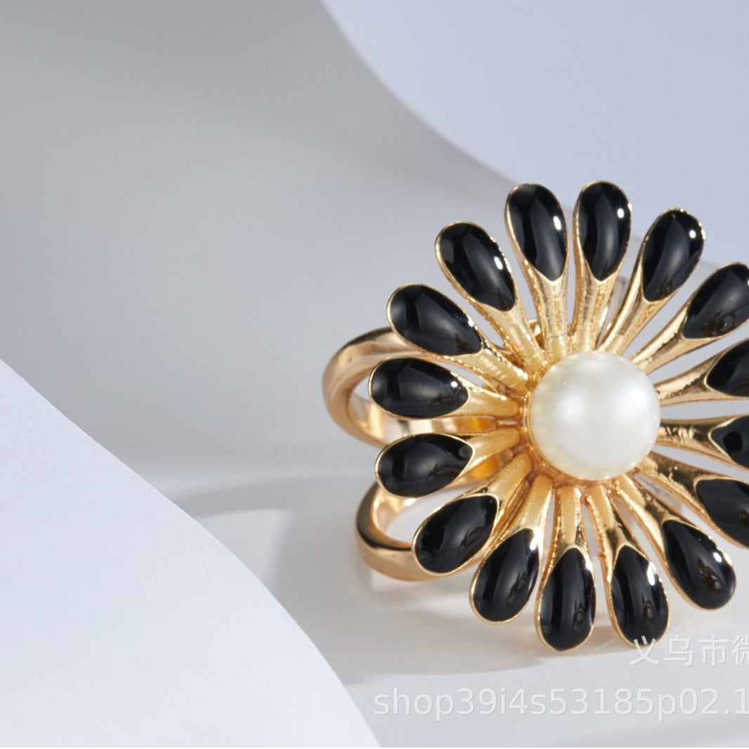 Wholesale Minimalist Floral  Pearl Rings - Fashion Jewelry Accessory for Everyday Wear or Boutique Resale