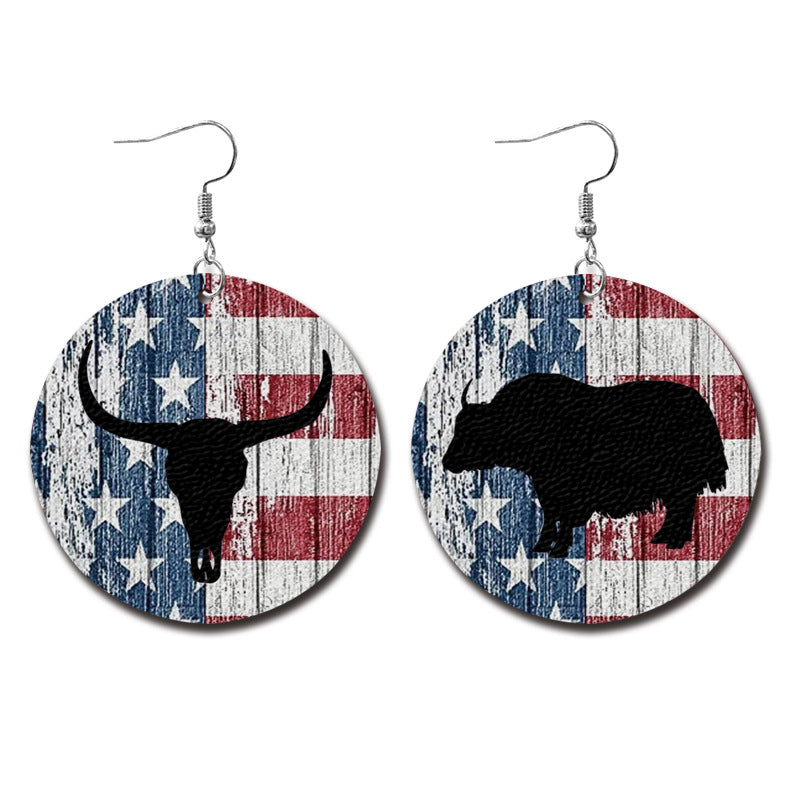 Wholesale  Independence Day leather earrings