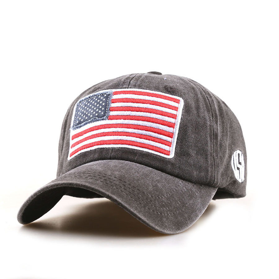 Wholesale American Flag Classic  Baseball Cap Embroidered Letter Patch Washed Cotton Hat