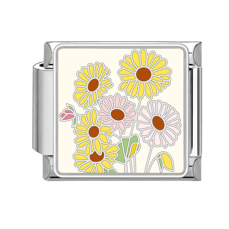 Wholesale Italian Charm Bracelet 9mm DIY Splicing Flowers Stainless Steel Composable Bracelet