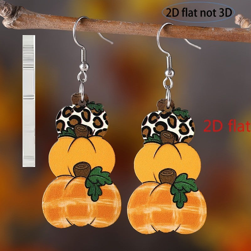Wholesale Autumn Thanksgiving Pumpkin Polka Dot Plaid Acrylic Earrings