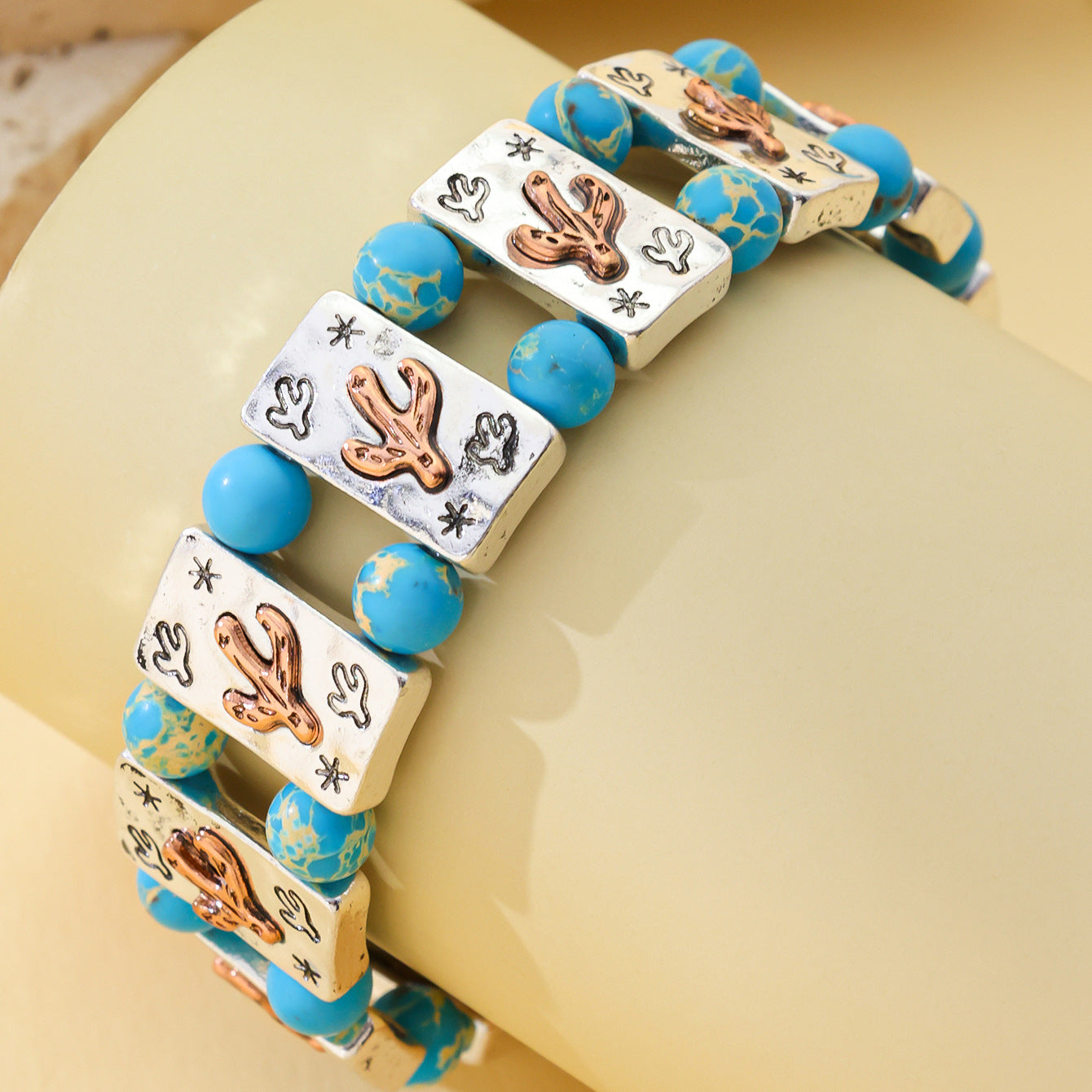 Wholesale Vintage Geometric Elastic Bead Bracelet,  Zinc Alloy,  Everyday Jewelry Accessory