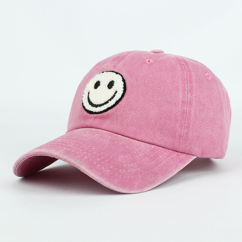 Wholesale Baseball Cap Plush Embroidered Patch Smiley Cotton Vintage Hat ACC-HT-RongZhao010