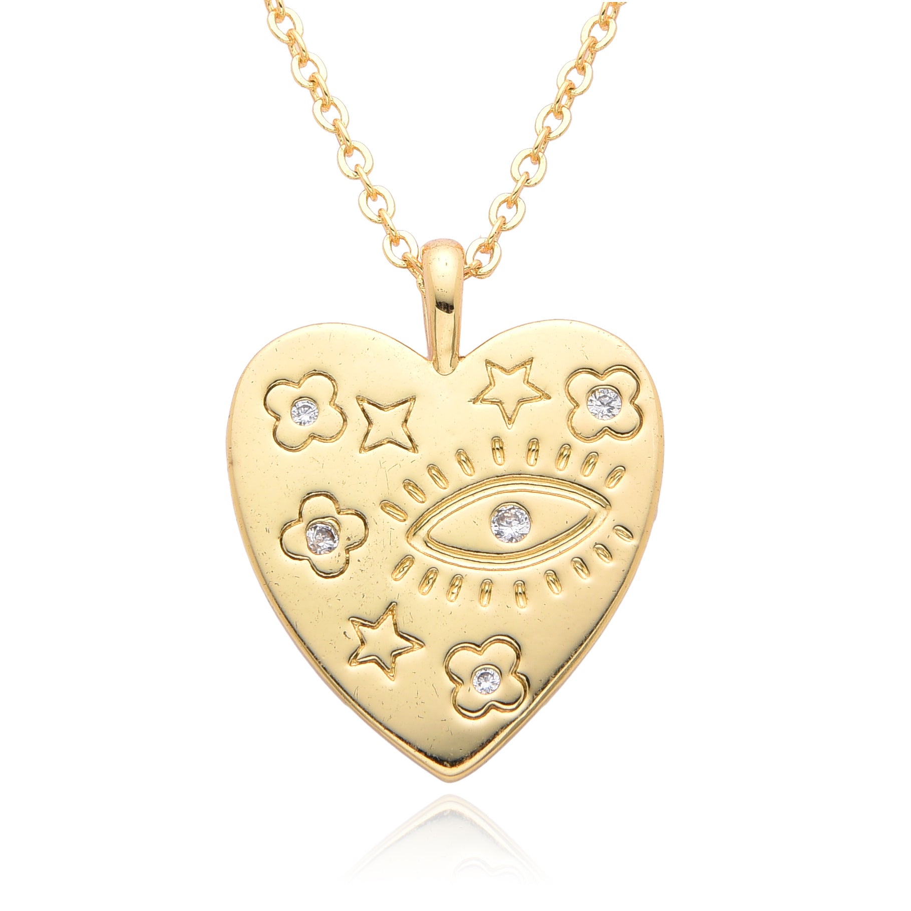 Wholesale love diamond clavicle chain copper plated 18K real gold necklace