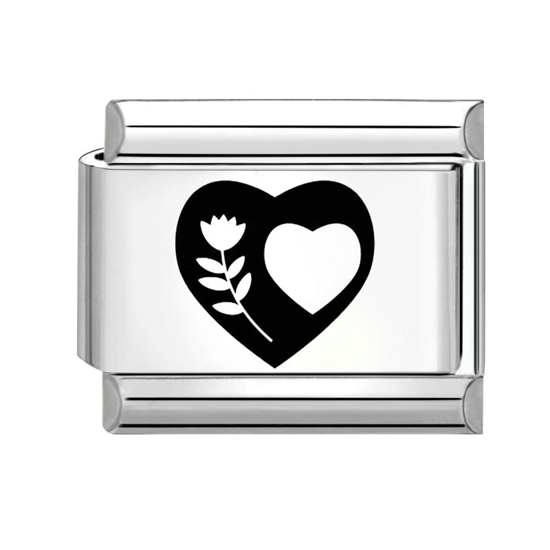 Wholesale  Italian Charm Bracelet 9mm DIY Splicing Removable Black and White Series Stainless Steel Composable Bracelet