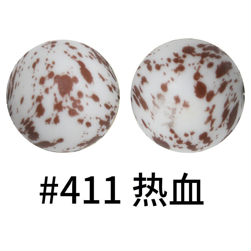 Wholesale 50pcs 15mm Western Style Leopard Skull Color Aztec Printed Silicone Balls Beads ACC-BDS-HeSheng002