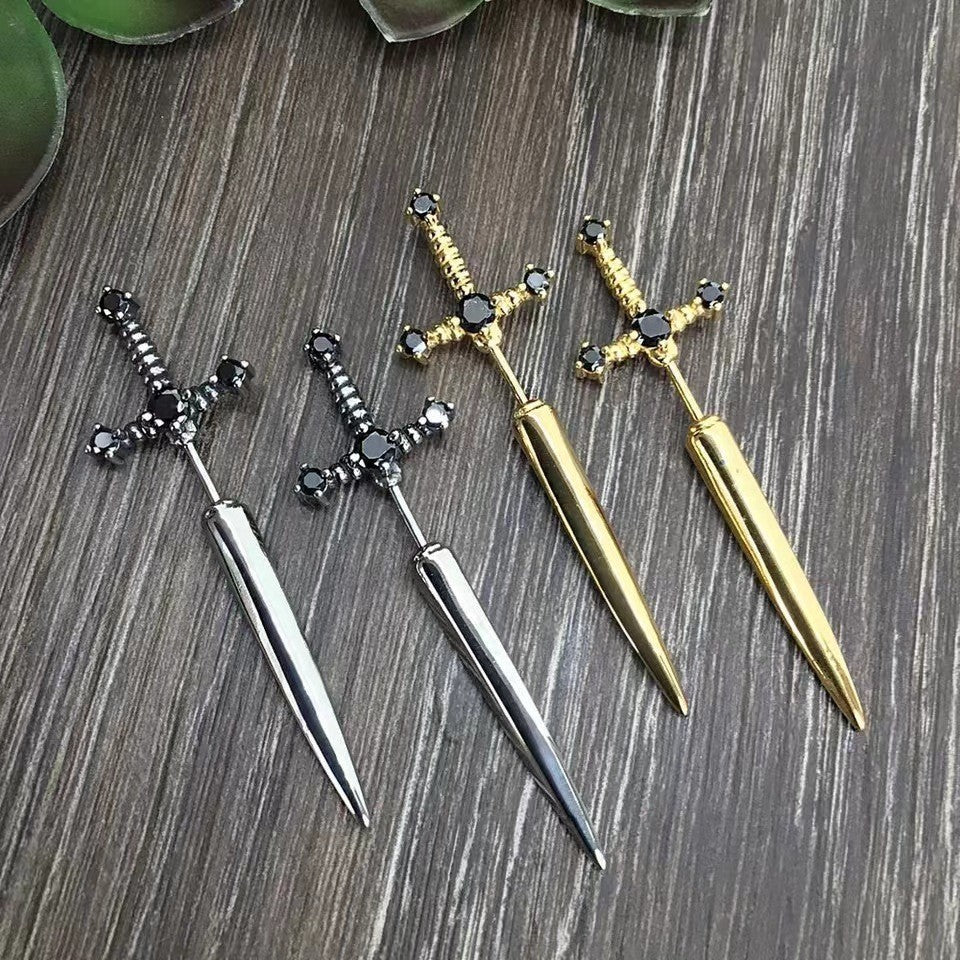 Wholesale Gothic Sword Vintage Crystal Diamond Dagger Alloy Earrings ACC-ES-FuSu009