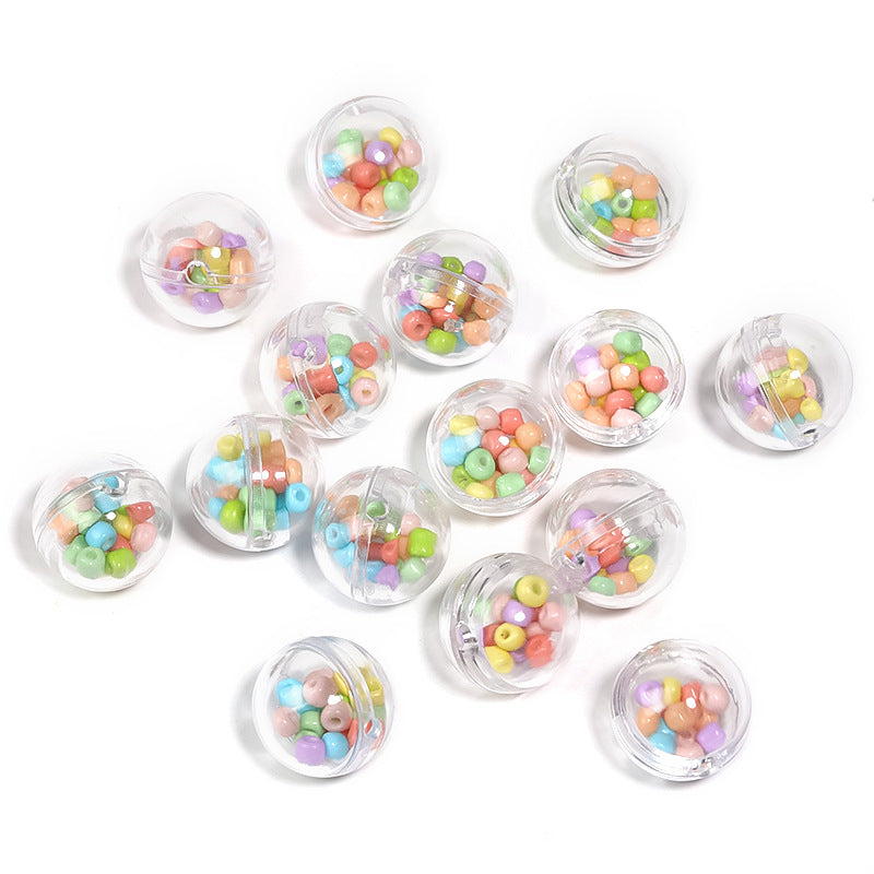 Wholesale 25pcs Filled Bubble Ball Round Beads Plastic Through Hole Beads Diy Accessories ACC-BDS-BLG071