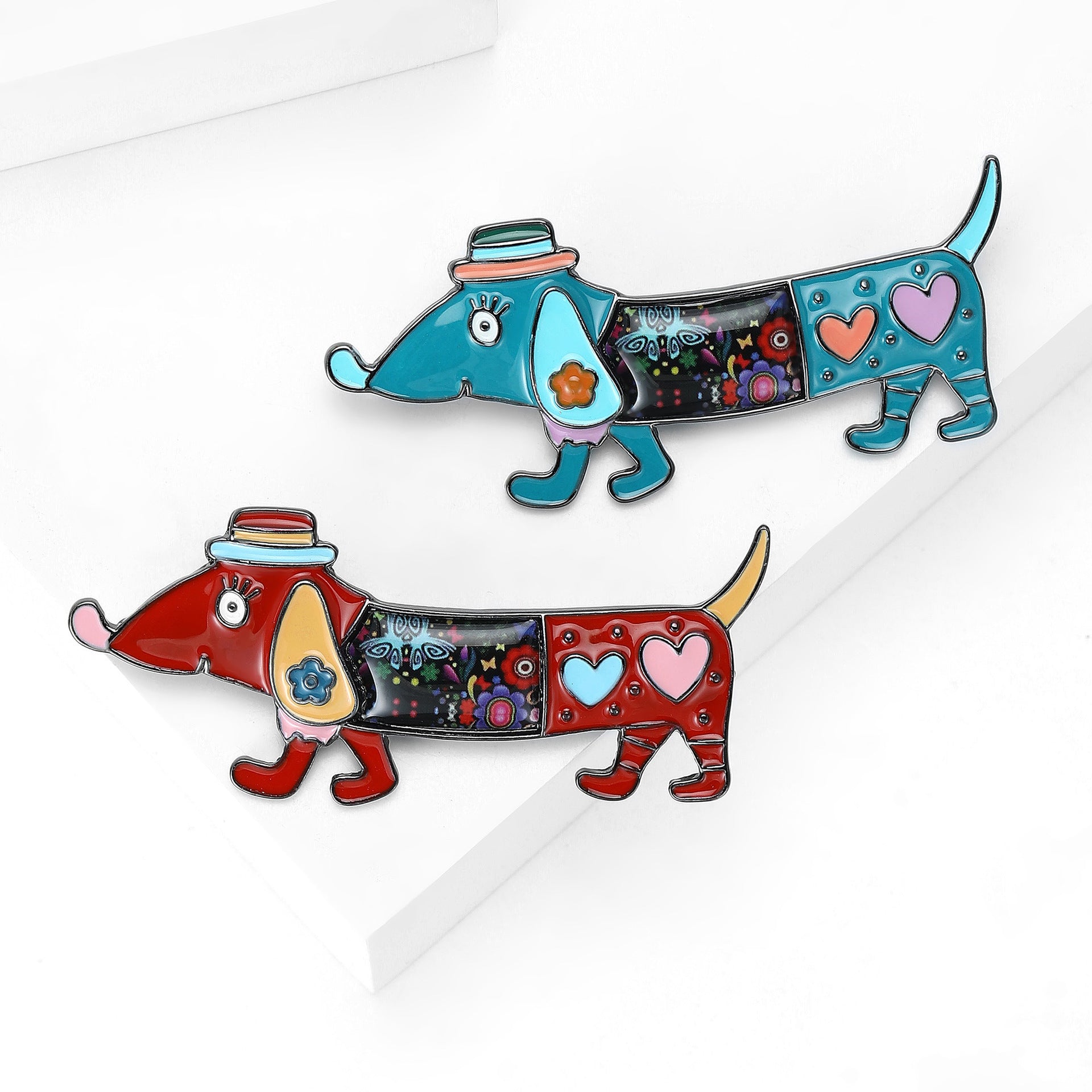 Wholesale Stylish Dachshund Enamel Brooch Pin Alloy Fashion Accessory For Men Women Clothing Bag
