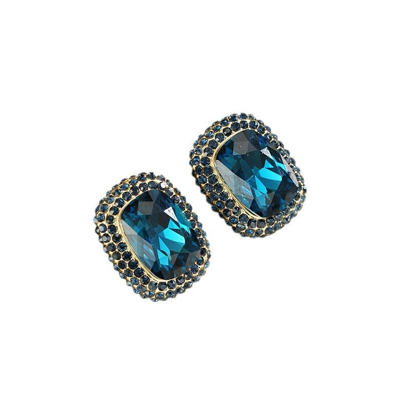 Wholesale Light luxury retro blue crystal  earrings