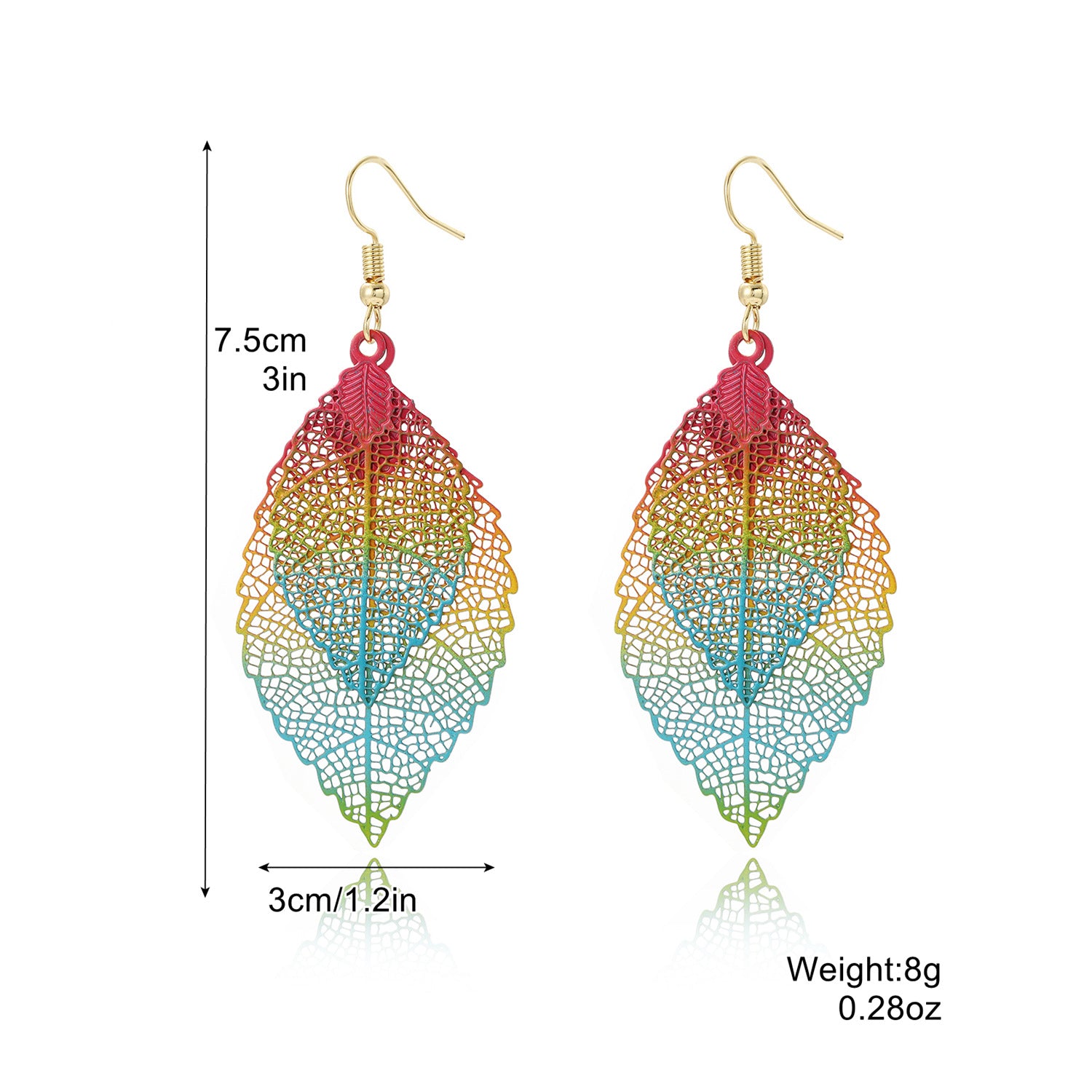 Wholesale Vintage Leaf Earrings Gold Double Layer Hollow Leaf Earrings ACC-ES-ManYi010