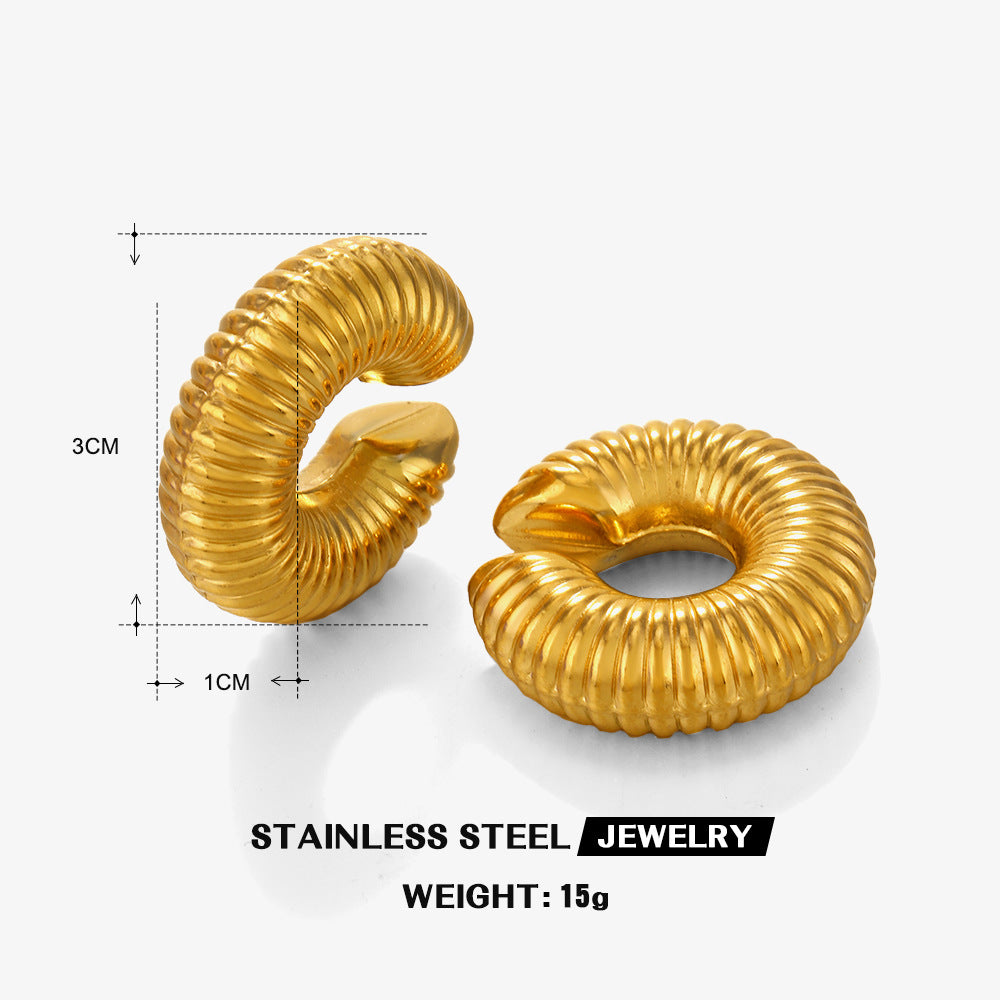 Wholesale C-shaped 18K gold plated stainless steel hollow ear bones