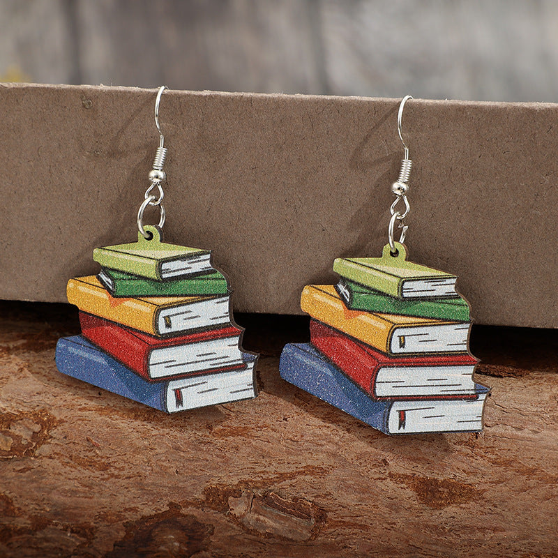 Wholesale Book Creative Wooden Earrings