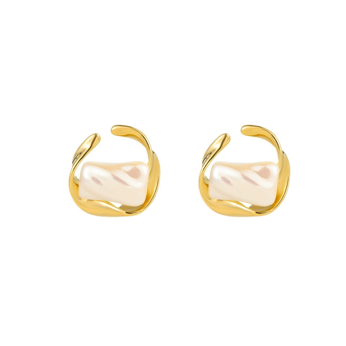 Wholesale Titanium Steel Irregular Geometric Pearl Light Luxury Earrings