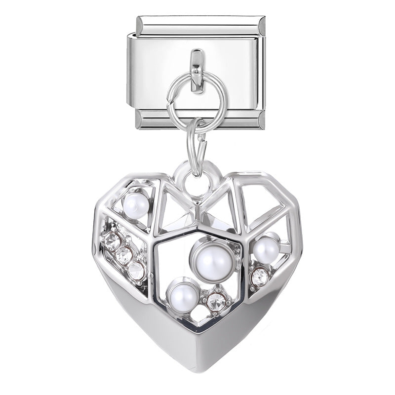 Wholesale 9mm Italian Charm Starter Bracelets DIY Heart Bow Pendant Stainless Steel Composable Bracelet