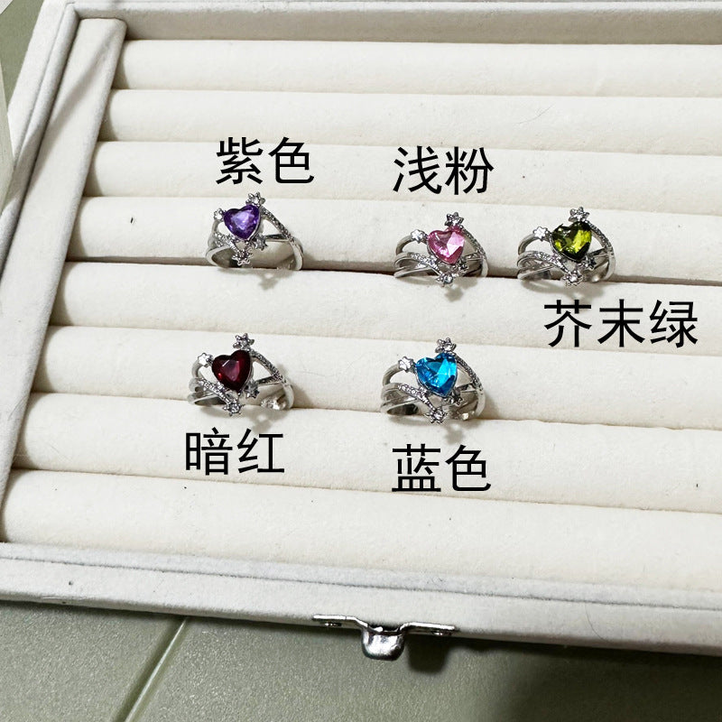 Wholesale red zircon open star ring