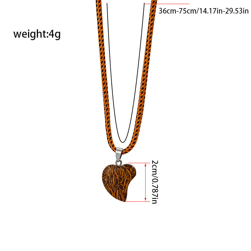 Wholesale Stylish Bohemian Agate Heart Pendant Necklace Adjustable Retro Jewelry Gift