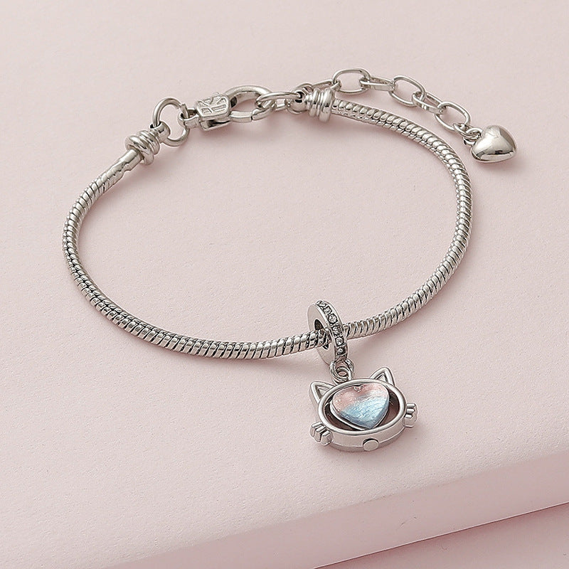 Wholesale  two-color gradient resin seal love hollow cat bracelet