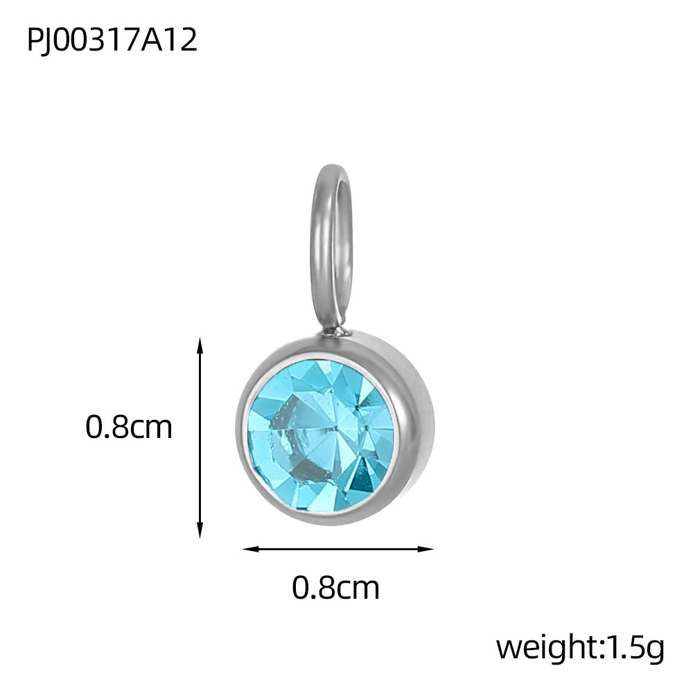 Wholesale Stainless steel birthday stone DIY color pendant