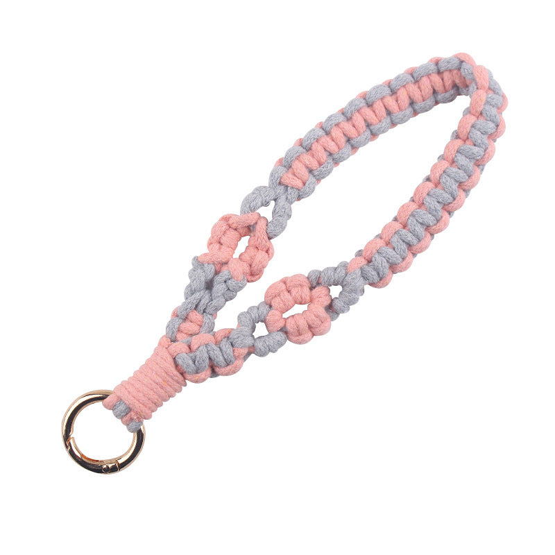 Wholesale  pure hand-woven flower leaf pattern lanyard  keychain